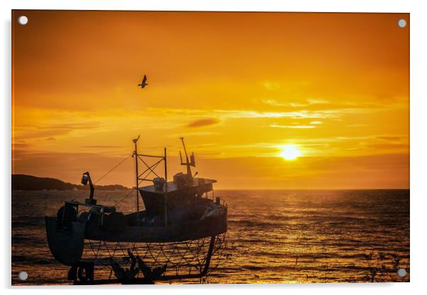 Sunrise at Stonehaven Bay Acrylic by DAVID FRANCIS