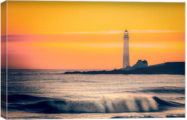 Sunrise at Scurdie Ness Lighthouse Canvas Print by DAVID FRANCIS