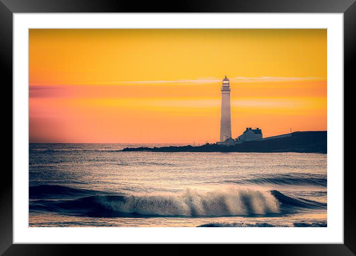 Sunrise at Scurdie Ness Lighthouse Framed Mounted Print by DAVID FRANCIS