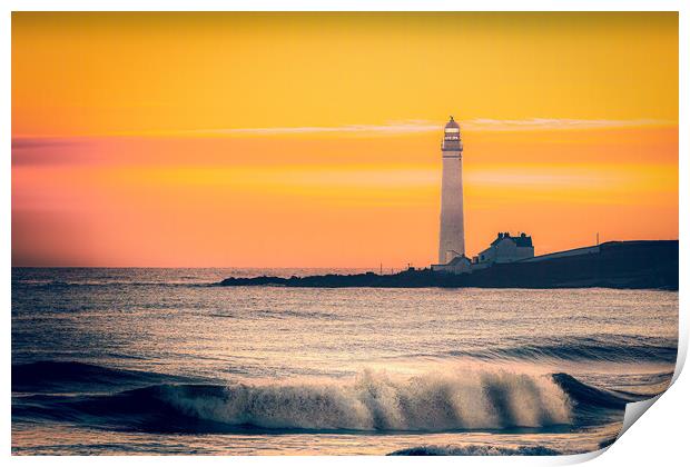 Sunrise at Scurdie Ness Lighthouse Print by DAVID FRANCIS