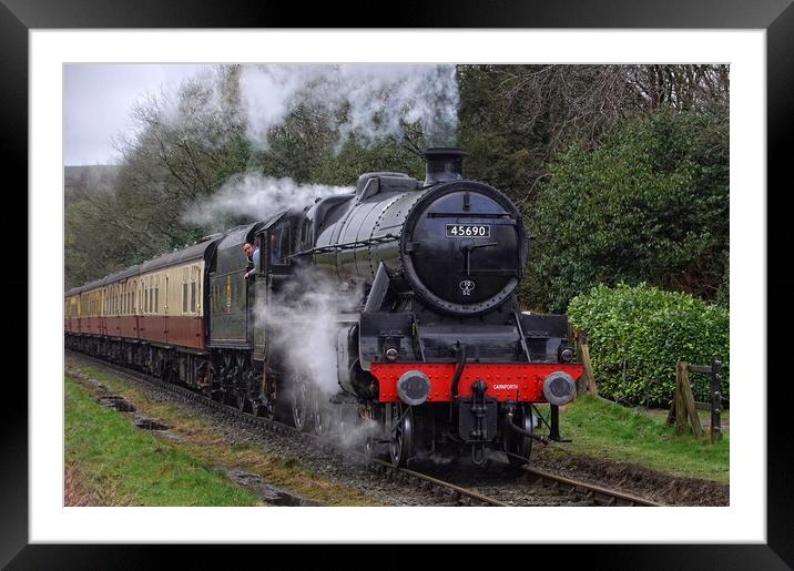 Steam locomotive 45690 Leander. Framed Mounted Print by David Birchall