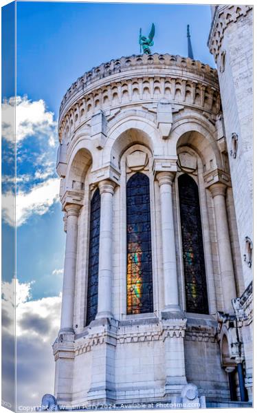 Tower Basilica Notre Dame  de Fourviere Lyon France Canvas Print by William Perry