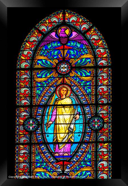 Saint Cecilia Stained Glass Basilica of Notre Dame Lyon France Framed Print by William Perry