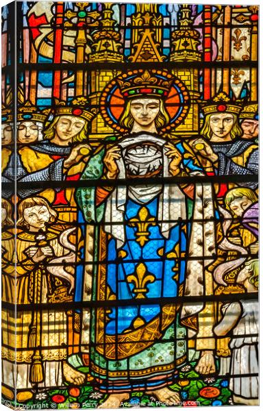 Saint Louis Stained Glass Basilica of Notre Dame Lyon France Canvas Print by William Perry