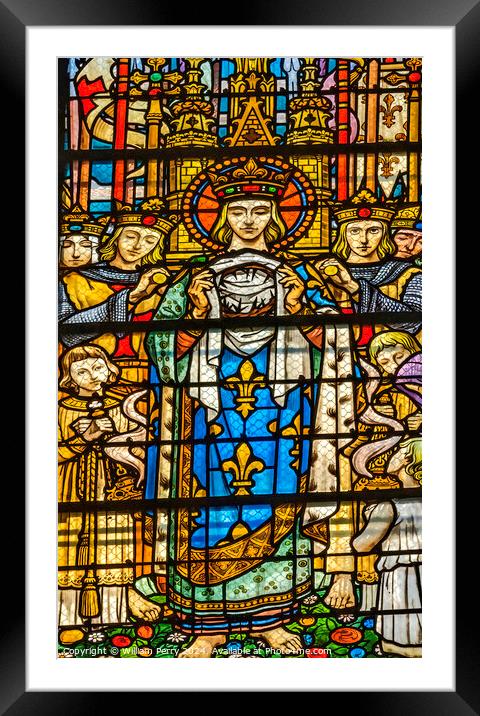 Saint Louis Stained Glass Basilica of Notre Dame Lyon France Framed Mounted Print by William Perry