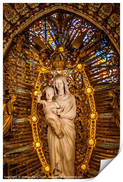 Virgin Mary Statue Altar Basilica of Notre Dame Lyon France Print by William Perry