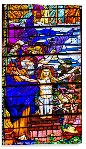 Resurrected Jesus Stained Glass Basilica of Notre Dame Lyon Fran Acrylic by William Perry