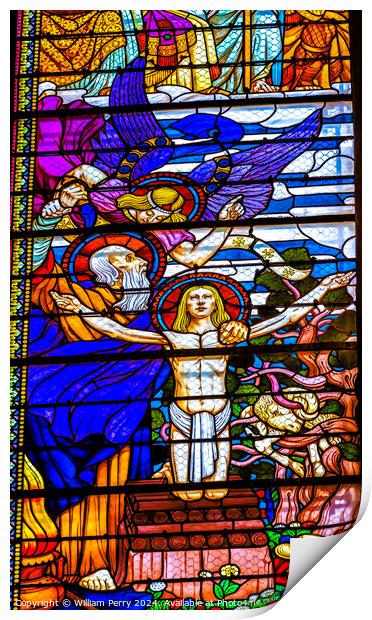 Resurrected Jesus Stained Glass Basilica of Notre Dame Lyon Fran Print by William Perry