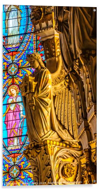 Angel Statue Stained Glass Basilica of Notre Dame Lyon France Acrylic by William Perry