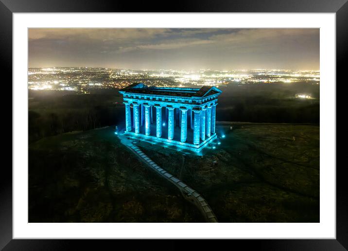 Penshaw Monument at Night Framed Mounted Print by Apollo Aerial Photography
