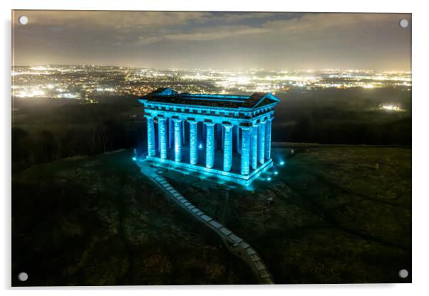 Penshaw Monument at Night Acrylic by Apollo Aerial Photography