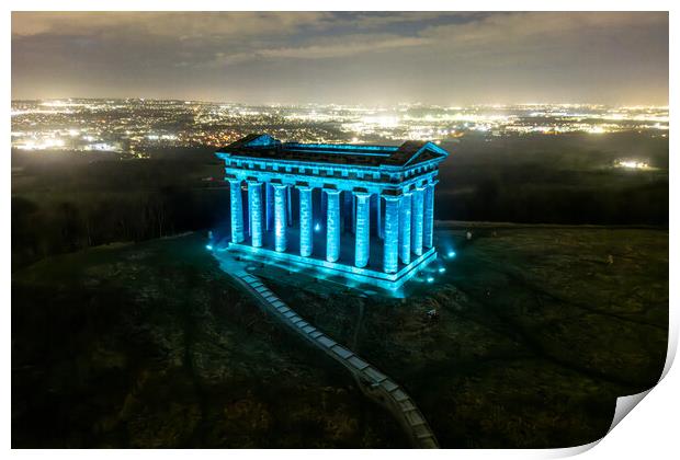 Penshaw Monument at Night Print by Apollo Aerial Photography