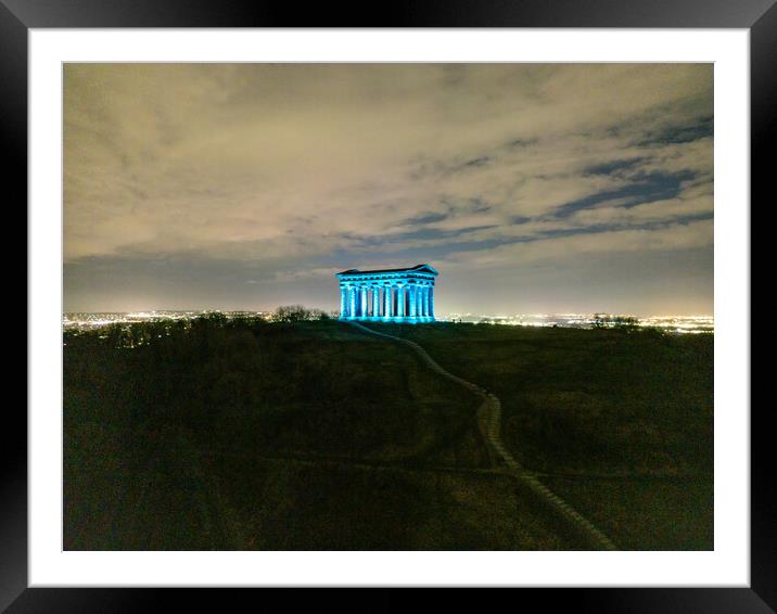 Penshaw Monument at Night Framed Mounted Print by Apollo Aerial Photography