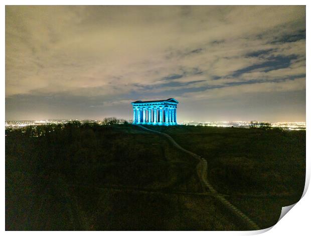 Penshaw Monument at Night Print by Apollo Aerial Photography