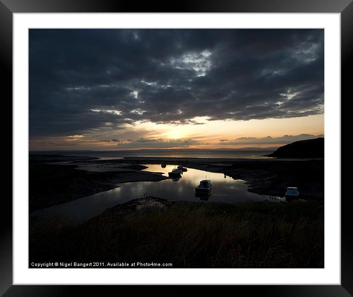 Clevedon Estuary Sunset Framed Mounted Print by Nigel Bangert