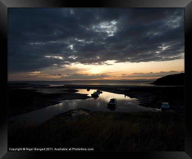 Clevedon Estuary Sunset Framed Print by Nigel Bangert
