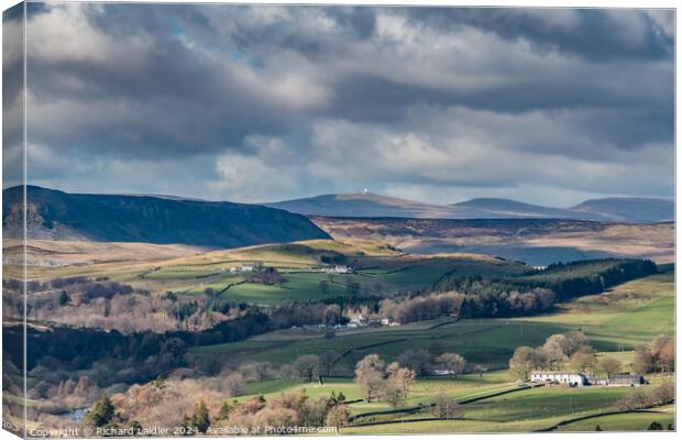 Upper Teesdale Sunshine and Shadows from Stable Edge Canvas Print by Richard Laidler