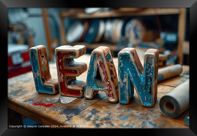 Wooden sign displaying the word Lean placed on top of a table. Framed Print by Joaquin Corbalan