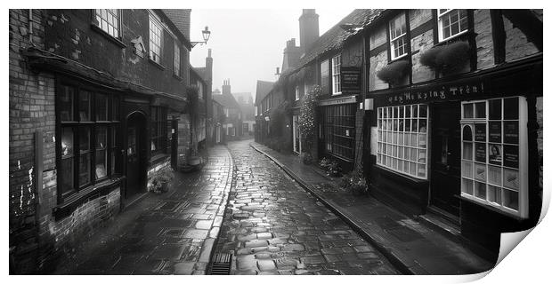 York backstreets Black and White Print by T2 