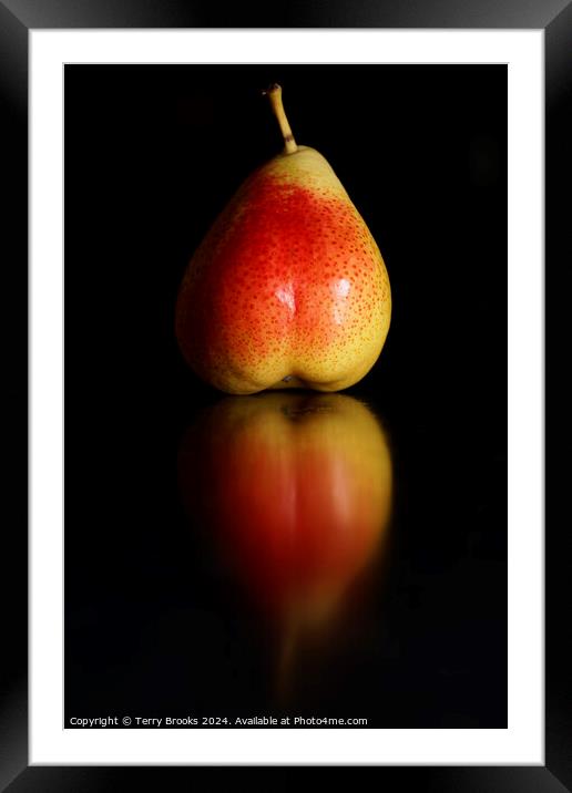 Blushing Pear Reflection Framed Mounted Print by Terry Brooks