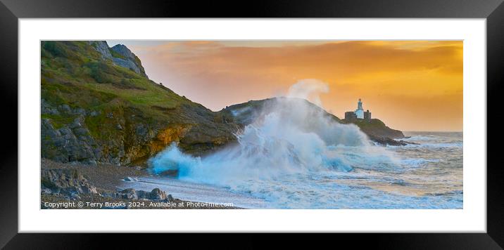 Storms Sea at Bracelet Bay Framed Mounted Print by Terry Brooks