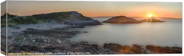 Bracelet Bay Sunset Panorama Canvas Print by Terry Brooks