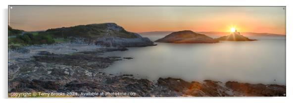 Bracelet Bay Sunset Panorama Acrylic by Terry Brooks