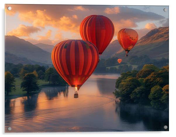 Hot Air Balloons Ullswater Acrylic by Steve Smith