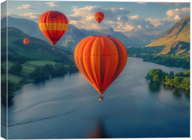 Hot Air Balloons Ullswater Canvas Print by Steve Smith