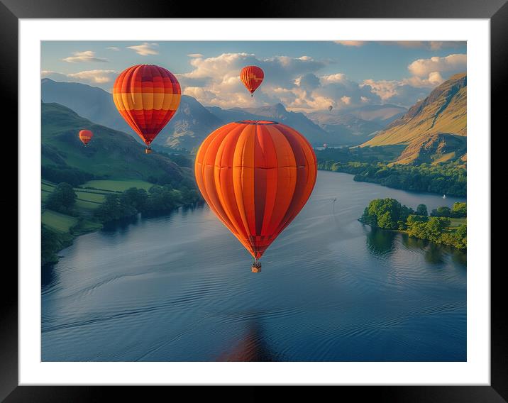 Hot Air Balloons Ullswater Framed Mounted Print by Steve Smith