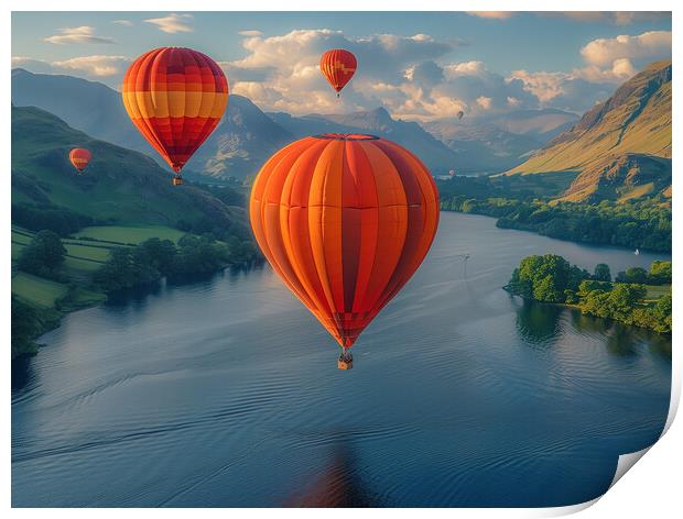 Hot Air Balloons Ullswater Print by Steve Smith