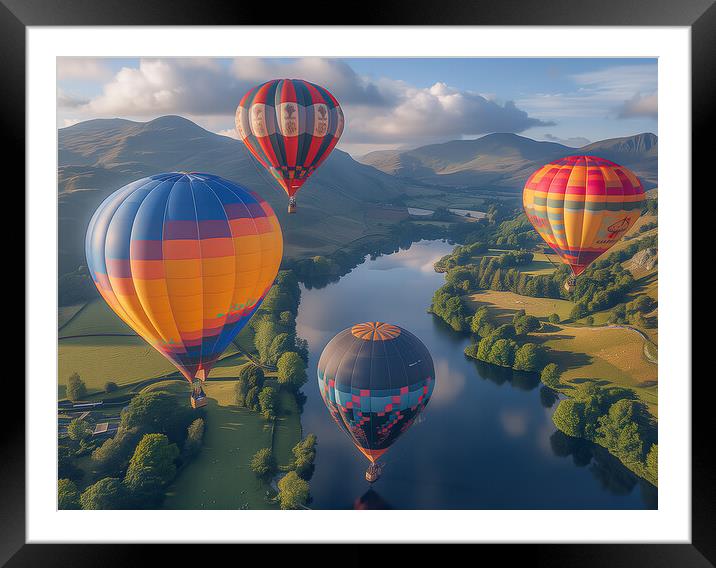 Hot Air Balloons Ullswater Framed Mounted Print by Steve Smith