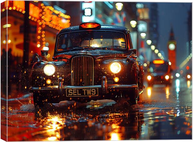 London Black Cab Canvas Print by Steve Smith