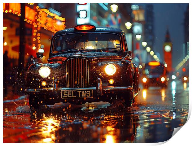 London Black Cab Print by Steve Smith