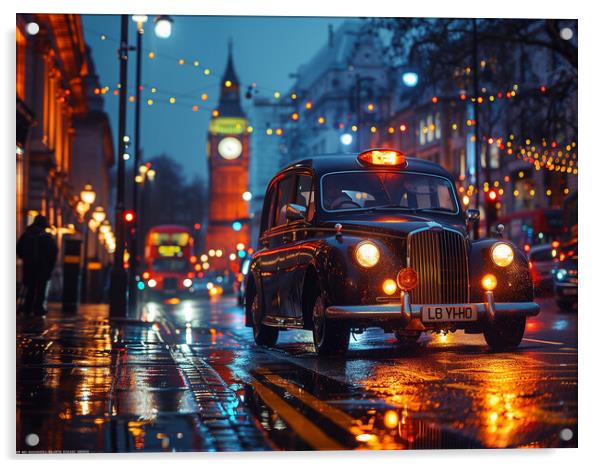 London Black Cab Acrylic by Steve Smith