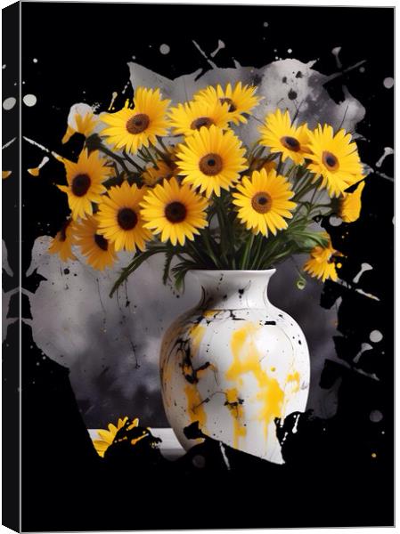 Yellow Daisies Explosion of Colour Canvas Print by Beryl Curran