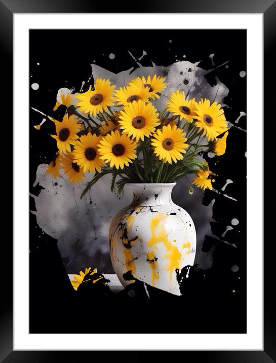 Yellow Daisies Explosion of Colour Framed Mounted Print by Beryl Curran