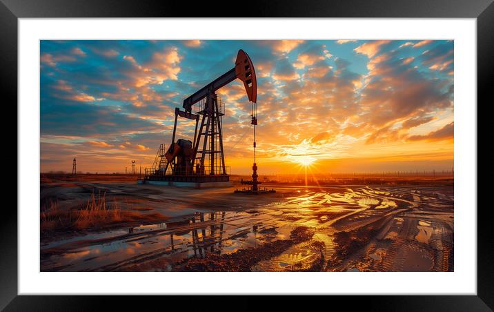 Oil Pump Jack Framed Mounted Print by T2 