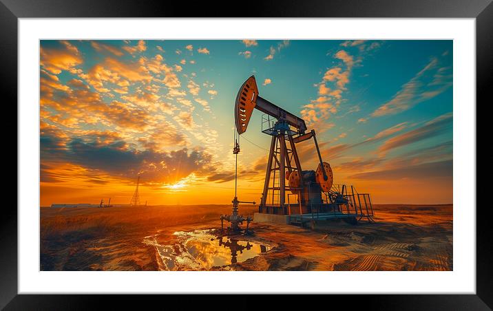 Oil Pump Jack Framed Mounted Print by T2 