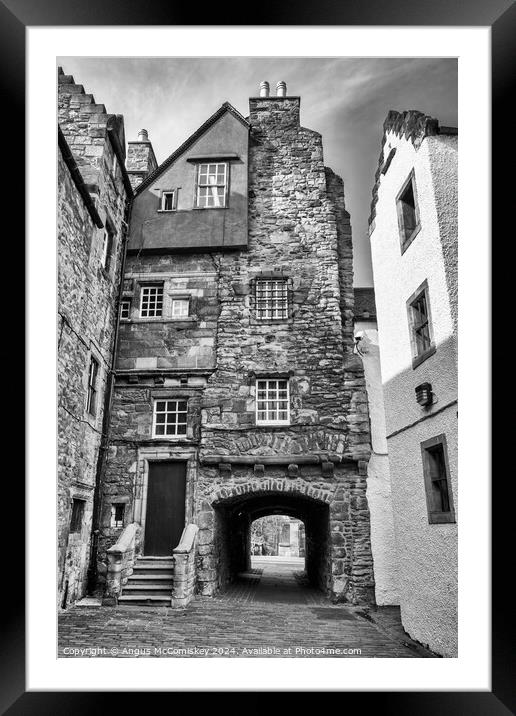 Bakehouse Close, Canongate, Edinburgh (monochrome) Framed Mounted Print by Angus McComiskey