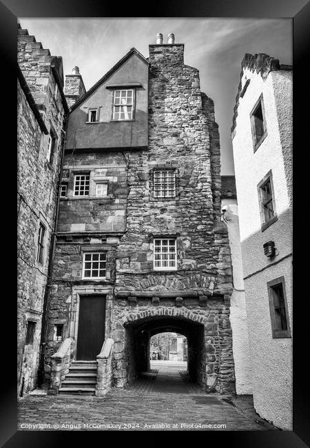 Bakehouse Close, Canongate, Edinburgh (monochrome) Framed Print by Angus McComiskey