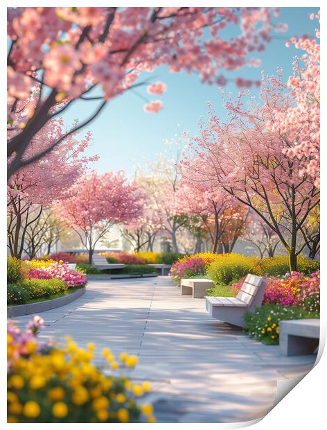 Cherry Blossom Clean Minimalism Print by T2 