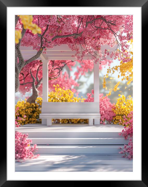 Cherry Blossom Clean Minimalism Framed Mounted Print by T2 