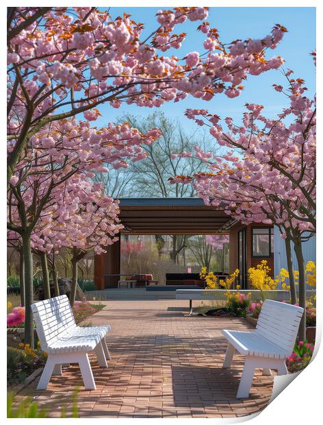Cherry Blossom Clean Minimalism Print by T2 