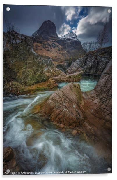 River Coe, Glencoe, Highlands Scotland. Acrylic by Scotland's Scenery