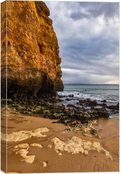 Camilo Beach Shore In Algarve, Portugal Canvas Print by Artur Bogacki