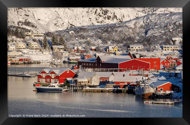 Lofoten Reine panorama over the fishing village, Norway Framed Print by Frank Bach