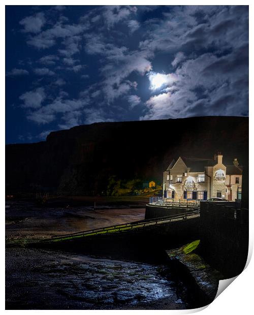 The Cod and Lobster pub in Staithes. Print by Chris North