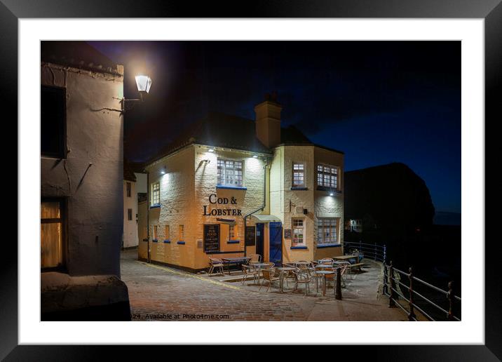 The Cod and Lobster pub in Staithes. Framed Mounted Print by Chris North