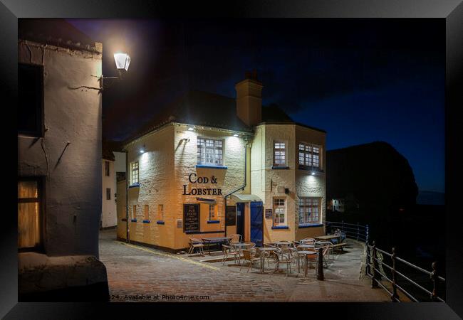 The Cod and Lobster pub in Staithes. Framed Print by Chris North